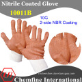 10g White Polyester/Cotton Knitted Glove with 2-Side Brown NBR Coating (10011B)
